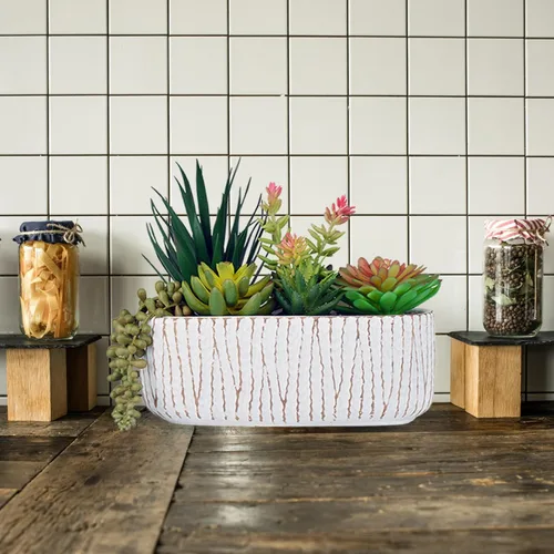 Vista 3 de Plantas artificiales para el hogar, suculentas artificiales de 8.7 pulgadas en macetas para decoración de escritorio de oficina y decoración