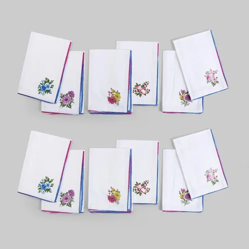 Vista 34 de Fingercraft - Juego de 12 servilletas de tela de mezcla de algodón y lino, con estampado, perfecta para fiestas, cenas, bodas, cócteles y Navidad