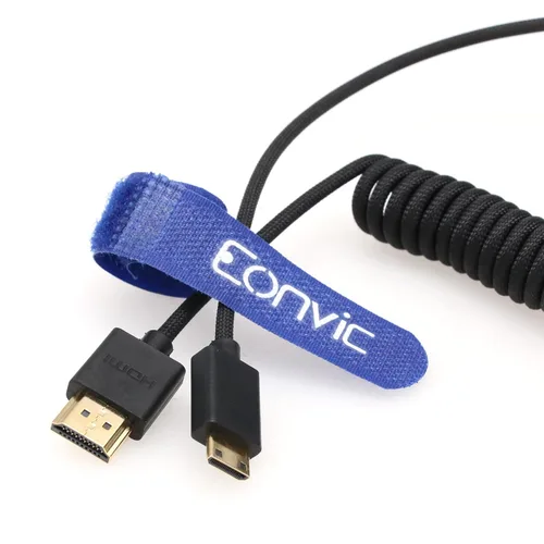 Vista 3 de 2.1 HDMI 8K HDMI macho a mini HDMI macho cable extensor de alta velocidad para monitor Canon Nikon Panasonic GH3 (negro en espiral 19.7 in)