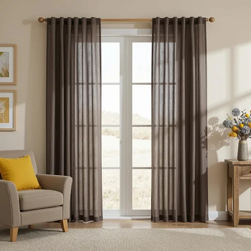 Vista 54 de MYSKY HOME Cortinas naturales de puerta francesa para ventana de puerta, 40 pulgadas de largo, cortas, semitransparentes, filtrantes de luz