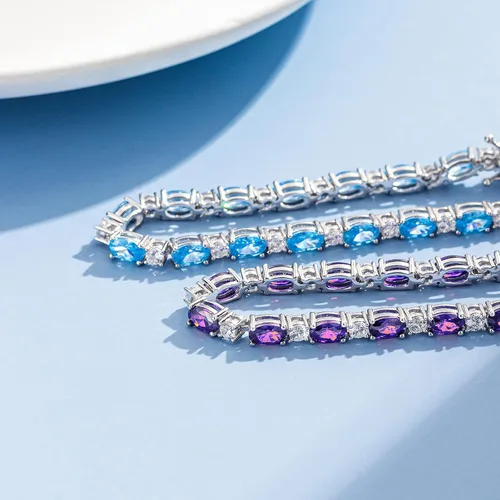 Vista 6 de FANCIME Birthstone Bracelets Sterling Silver Tennis Bracelets Charm Fine Jewelry Birthday Gifts for Women Mom Daughter 7