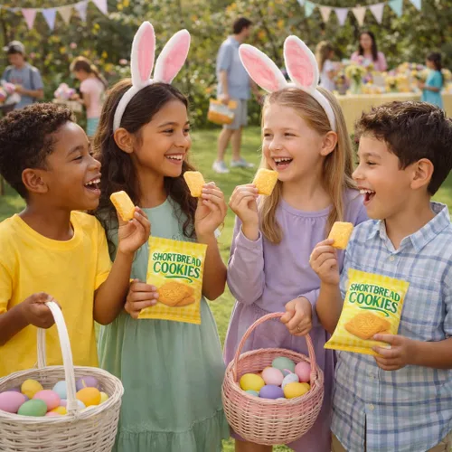 Vista 7 de Galletas de mantequilla gourmet, envueltas individualmente - Desayuno, té, café, escuela, oficina, fiesta, regalo de vacaciones, 30 bolsas