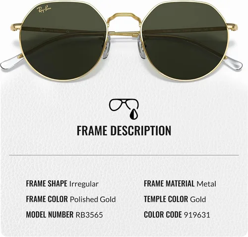 Vista 3 de Ray-Ban RB3565 Jack - Gafas de sol de forma cuadrada redonda con kit oficial de gafas