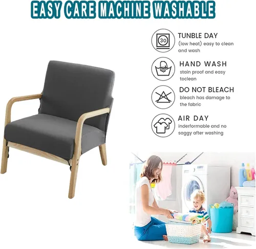 Vista 6 de Funda elástica para silla moderna de mediados de siglo, funda para silla de acento sólido, sillón individual de tela para sala de estar, dormitorio
