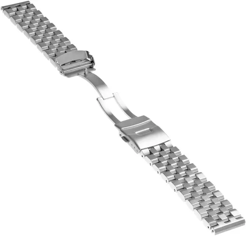 Vista 3 de Silver Engineer - Correa de reloj de acero inoxidable de 0787in con acabado cepillado de tornillo correa de repuesto de metal sólido para hombres
