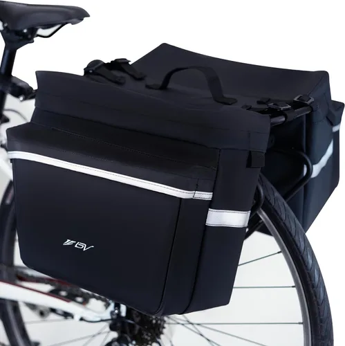 Vista 9 de BV, Alforjas para bicicleta con ganchos ajustables, manija para transporte, borde reflector 3M y bolsillos grandes