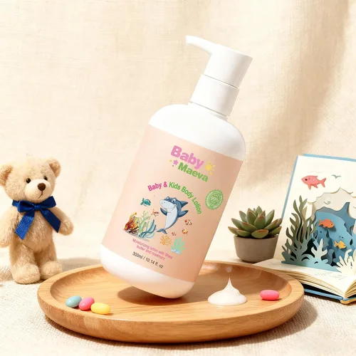 Vista 2 de Loción orgánica facial y corporal para bebés, niños pequeños y niños de todas las edades, hidratante suave con manteca de karité y glicerina