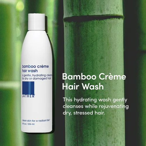 Vista 2 de LATHER Bamboo Crème Hair Wash Champú de aceites esenciales Champú para hombres y mujeres Acondicionador natural, orgánico y sin sulfato