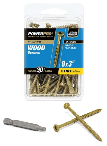 Vista 26 de Power Pro Tornillos de madera para exteriores de alta calidad, tornillos de cubierta multiusos #8 x 1-1/4 pulgadas para proyectos al aire libre