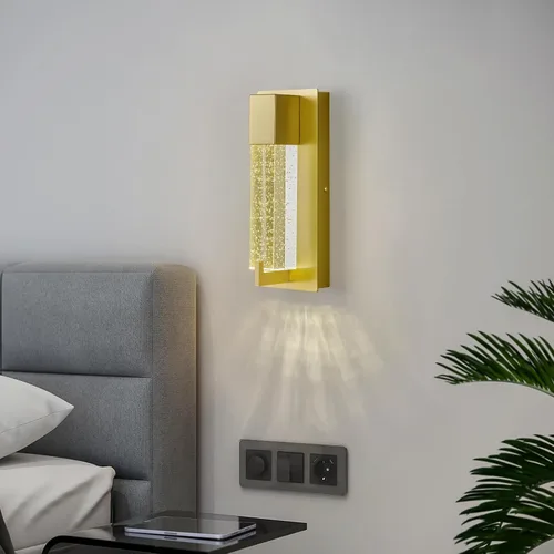 Vista 2 de Modernos apliques de pared de cristal LED, lámparas de pared dorados elegantes para sala de estar, dormitorio, baño, pasillo, puerta, escalera