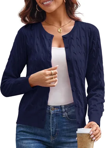 Vista 20 de GRACE KARIN Suéteres tipo cárdigan de punto trenzado para mujer, trajes Rosa