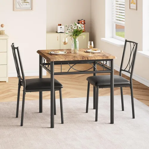 Vista 11 de Garvee Juego de mesa de comedor de madera de 5 piezas para 4, juego de mesa de cocina rectangular con 4 sillas, juego de mesa de comedor que ahorra
