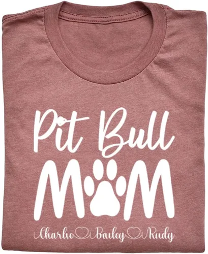 Vista 4 de Pitbull Mom - Camiseta personalizada para los amantes de Pitbull