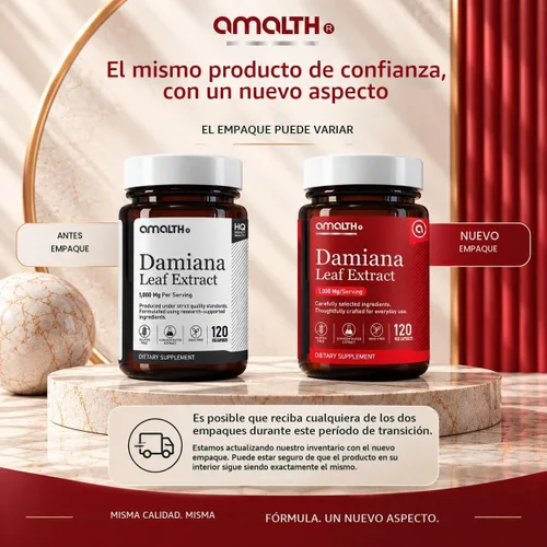 Vista 9 de AMALTH Cápsulas de extracto de hoja de damiana 1000 mg Suplemento de hierbas de té de Damiana Cápsulas Turnera Diffusa Extracto de té de hoja