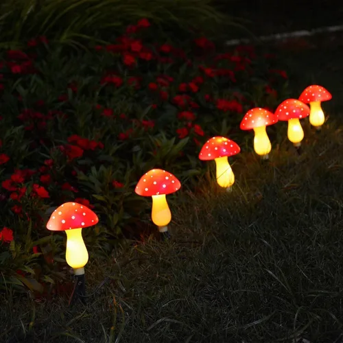 Vista 7 de Luces solares de hongos impermeables mejoradas, decoración al aire libre, 8 modos para jardín, camino, paisaje, patio, pascua, camino, Halloween
