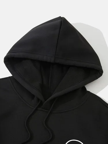 Vista 4 de Floerns Sudadera con capucha para hombre, manga larga, ligera, con cordón y estampado de letras