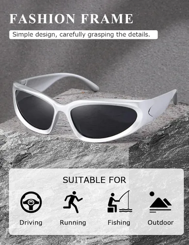 Vista 3 de kimorn Y2K K1273 - Lentes de sol polarizados envolventes para mujeres y hombres Swift Oval Fashion Sport Shades