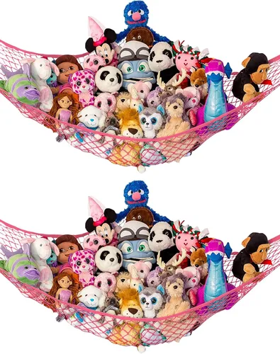 Vista 28 de Hamaca para animales de peluche, grande, almacenamiento de animales de peluche en esquina y red de peluche, hamaca de juguete para animales