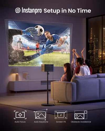 Vista 5 de Dangbei Proyector láser DBOX02 4K GTV, 2450 lúmenes ISO, licencia oficial de Netflix, Blu-ray 3D, proyector de cine en casa con WiFi y Bluetooth
