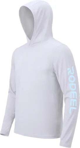 Vista 10 de Rodeel Camisas de pesca para hombre de manga larga que absorbe la tela UPF 50 protección solar camisa de rendimiento a. Negro