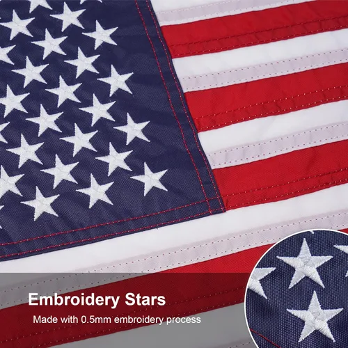 Vista 3 de SYII Bandera estadounidense de 12 x 18 pulgadas, bordado de 50 estrellas, enseña náutica, banderas de barco de Estados Unidos con 2 ojales de latón