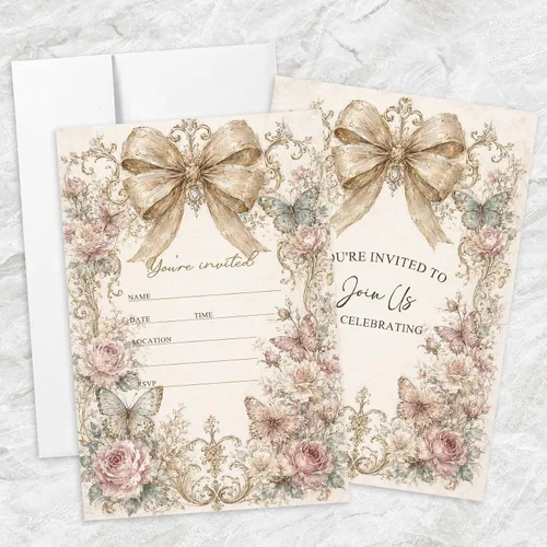 Vista 6 de AEHIE 20 juegos de invitaciones de bautizo con forma de fiesta de bautizo para baby shower, con sobres, tarjetas de invitaciones con cruz dorada