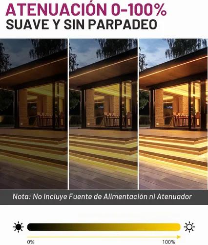Vista 4 de EMITEVER COB - Tira de luces LED impermeable IP67, 2700 K, blanco cálido, para exteriores, 24 V, cinta LED de silicona regulable, iluminación