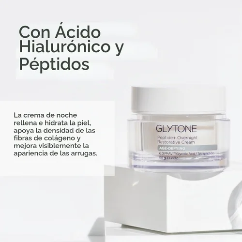 Vista 3 de Glytone Age-Defying Peptide+ Overnight Restorative Cream – Dermatólogo, sin parabenos y sin fragancia, 1.7 onzas líquidas