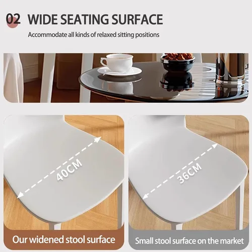 Vista 6 de Kitchen Dining Chairs Stackable,Plastic Chairs,Kitchen Chair, Stackable Patio Chair for Indoor, Outdoor, Restaurant, Cafe,Bistro,Assembly Free Black