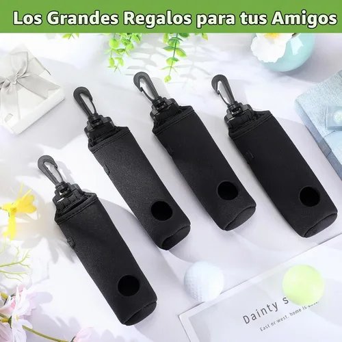 Vista 5 de Chivao 4 Pcs Golf Ball Holder, Golf Tee Pouch for 3 Balls Negro