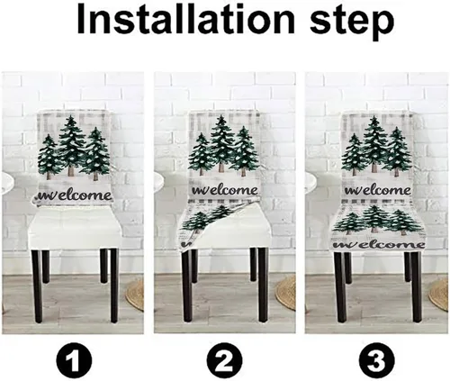 Vista 177 de CAPSCEOLL Christmas Dining Chair Covers,Snowflakes Festive Winter Pattern Stretch Chair Covers for Dining Room Set of 2 Washable Spandex Parson