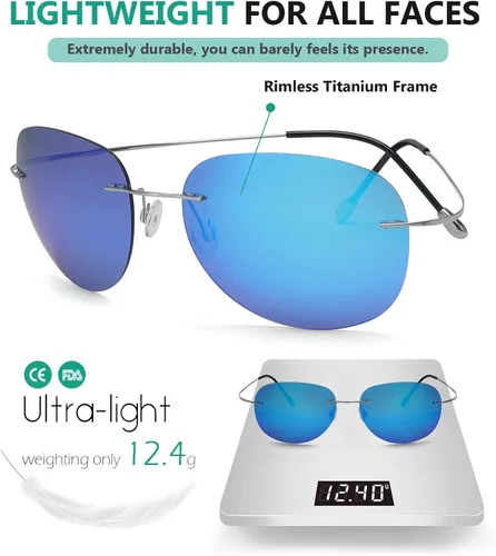 Vista 5 de Eyekepper Gafas de sol polarizadas con montura de titanio sin montura