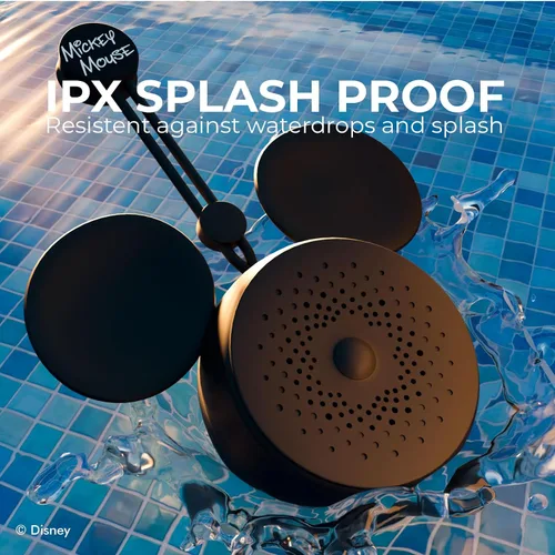 Vista 3 de Disney Mickey Mouse Ears - Altavoz de ducha Bluetooth con ventosa - Altavoz resistente al agua con clasificación IPX4 de Disney para ducha, baños