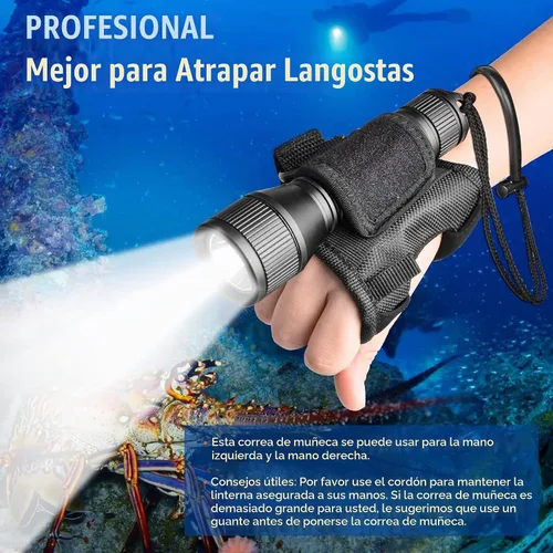 Vista 4 de ORCATORCH Luz de buceo D550 con soporte de muñeca manos libres
