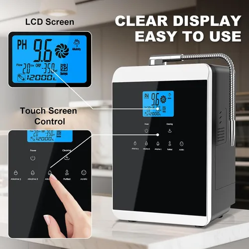 Vista 3 de Máquina ionizadora de agua alcalina para el hogar, 11 placas de titanio, máquina de agua alcalina, purificador de agua ácido pH 4-10.5, filtro