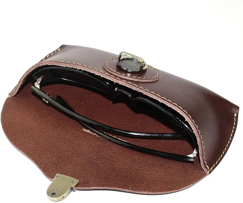 Vista 5 de DK86 Genuine Leather Glasses Case Sunglasses Pouch Eyeglass Case for Men and Women