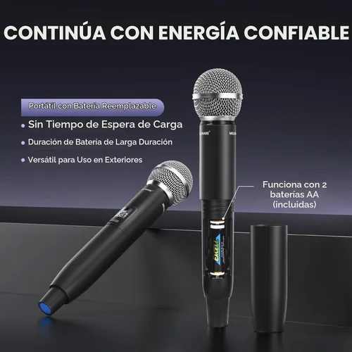 Vista 6 de MELONARE Sistema de micrófono inalámbrico de escaneo automático UHF dual