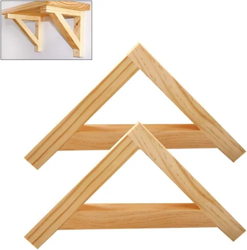 Vista 7 de Soportes flotantes triangulares de madera maciza, soporte de ángulo recto grueso para estantes de carga, soportes de estantería de decoración