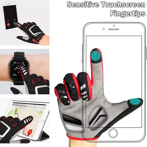 Vista 4 de NICEWIN Cycling Bike Gloves Men Women, Padded Anti-Slip Mountain Bike Gloves, Touch Screen Full Finger Road Bicycle Biking Gloves