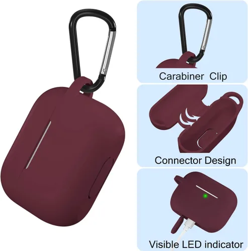 Vista 2 de Funda de silicona compatible con Apple AirPods Pro, funda protectora con mosquetón para AirPods 3 (luz de LED frontal visible)