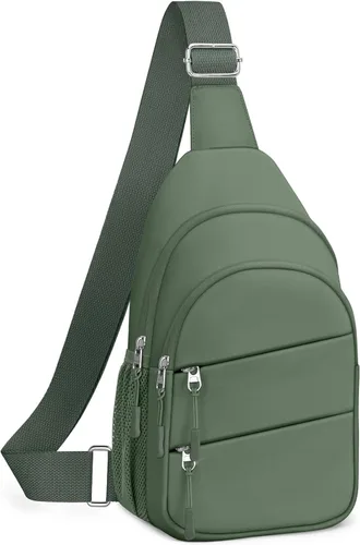 Vista 19 de Tuwubi Bolsos cruzados para mujer, bolsa para hombres, mochila pequeña de senderismo antirrobo, ligera para viajes al aire libre (M, beige)