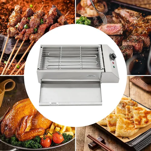 Vista 7 de Parrilla eléctrica, parrilla eléctrica comercial para interiores con control de temperatura a 572 °F, parrilla extraíble y placas de plancha