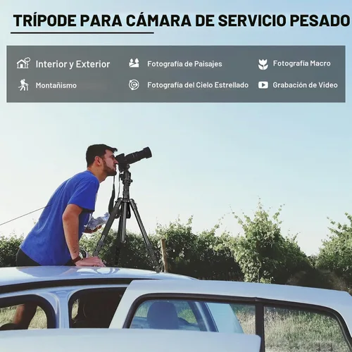 Vista 2 de Trípode resistente de 80/85 pulgadas para cámara y teléfono, trípodes monopié de 85" para cámara, trípode para binoculares DSLR, visores ópticos