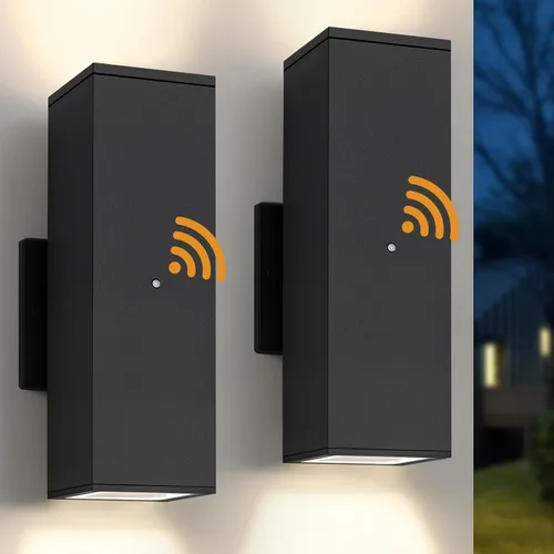 Vista 8 de 1 paquete de iluminación exterior del atardecer al amanecer, luces LED cuadradas hacia arriba y hacia abajo, accesorios de iluminación exterior