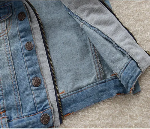 Vista 4 de Mallimoda - Abrigo de mezclilla con cremallera y capucha para niños y niñas