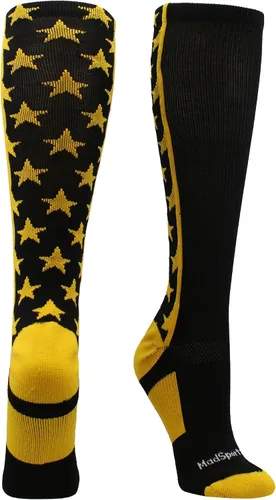 Vista 2 de MadSportsStuff Calcetines All Stars con estrellas para béisbol, sóftbol, fútbol, jóvenes y adultos, niños, niñas, hombres y mujeres, sobre