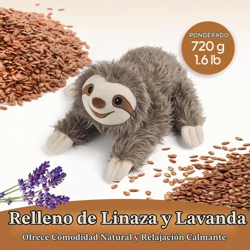 Vista 6 de Animales de peluche de perezoso para microondas, adorable peluche esponjoso de perezoso para calidez y comodidad, juguete de aroma a lavanda