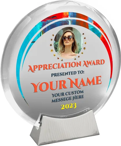 Vista 9 de Basic Fundamentals Placa redonda de cristal de platino personalizada, placa como premios y trofeos, placas para empleados de jubilación del mes