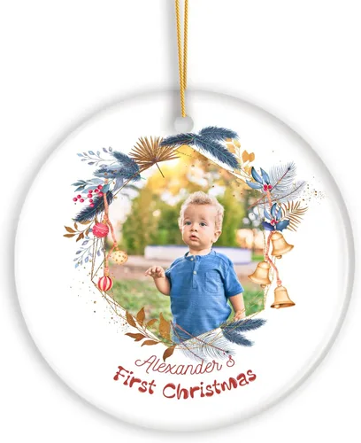 Vista 13 de Adornos de Navidad personalizados con foto, adorno de recuerdo personalizado con nombre de bebé, nuevo regalo de bebé, recuerdo de bebé