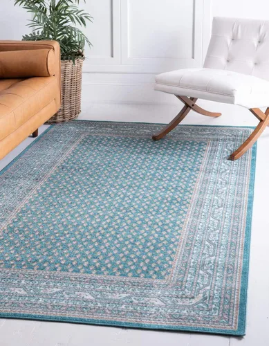 Vista 11 de Unique Loom Williamsburg Collection - Alfombra tradicional con borde central de puntos, alfombra de pasillo de 2 pies 9 pulgadas x 9 pies 10 Beige